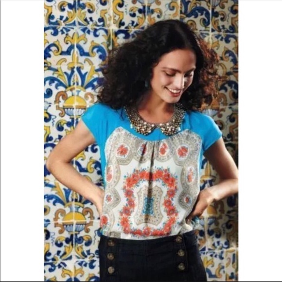 Anthropologie Moulinette Soeurs Fontes Silk Top - Picture 2 of 8